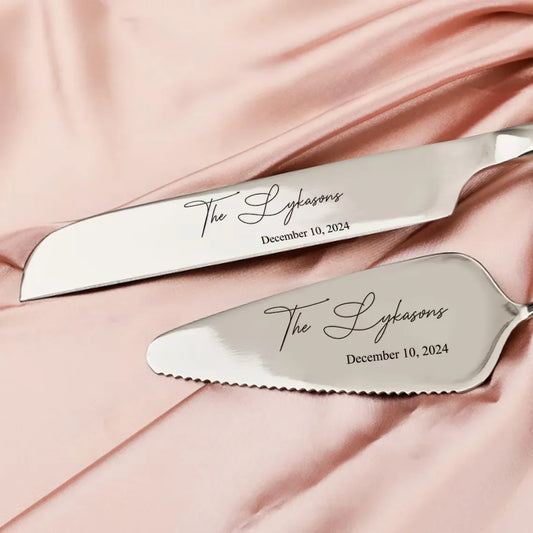 1 Set Personalize Steel Cake Shovel Set Customized Stainless Bread Pizza Knife Spatula Wedding Party Gift