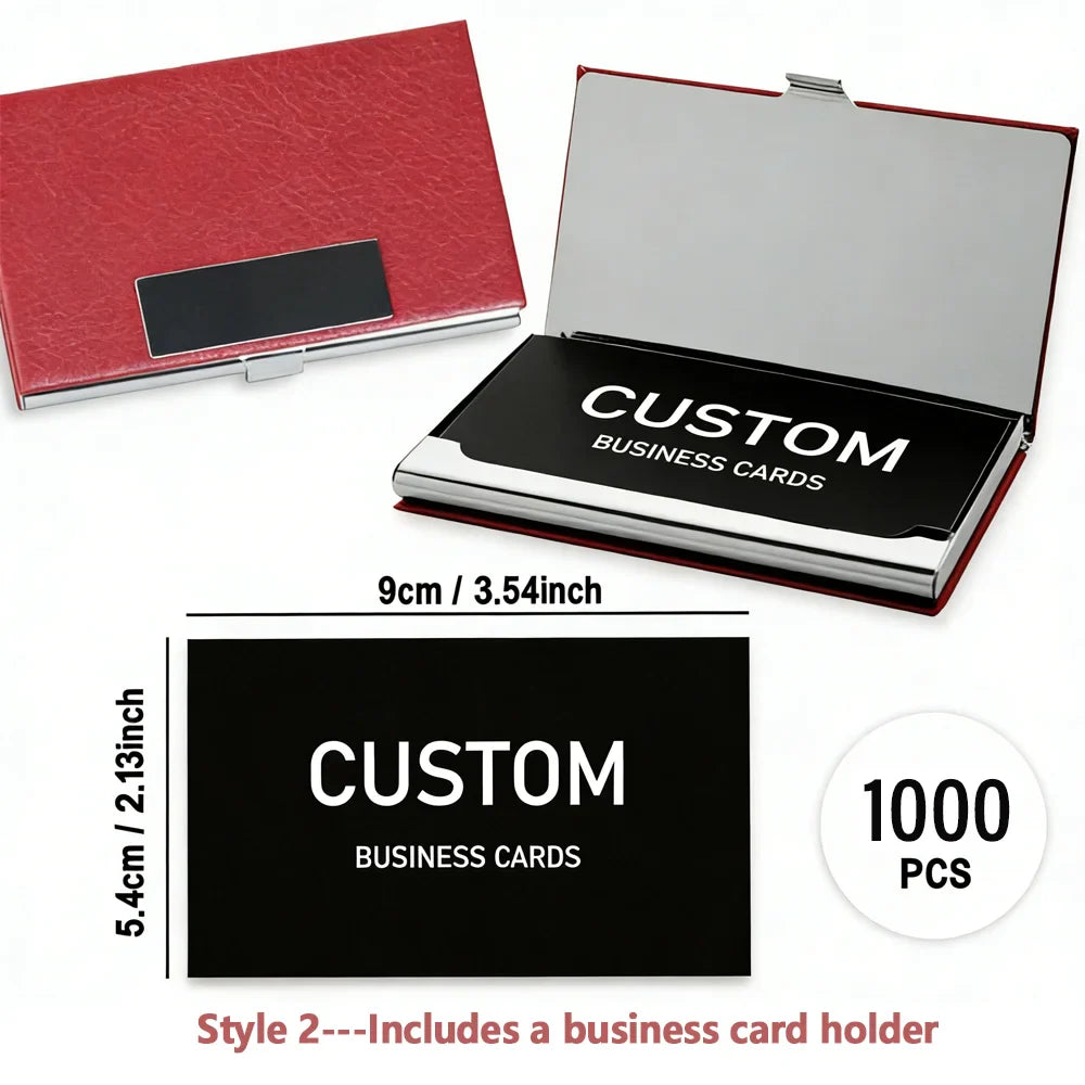 200/500/1000pcs Customizable Cards, Personalized Business Cards with Acrylic Storage Box, Waterproof Thank You Invitations