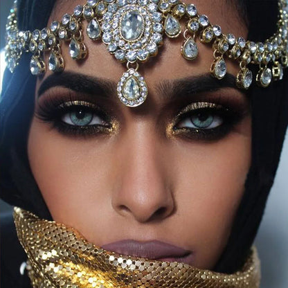 Vintage Rhinestone Head Chain Forehead Headband Indian African Bohemian Hair Accessories Crystal Fringe Tiara Headdress