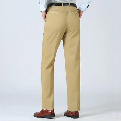 Summer Thin Cotton Men's Pants High Waist Straight Loose