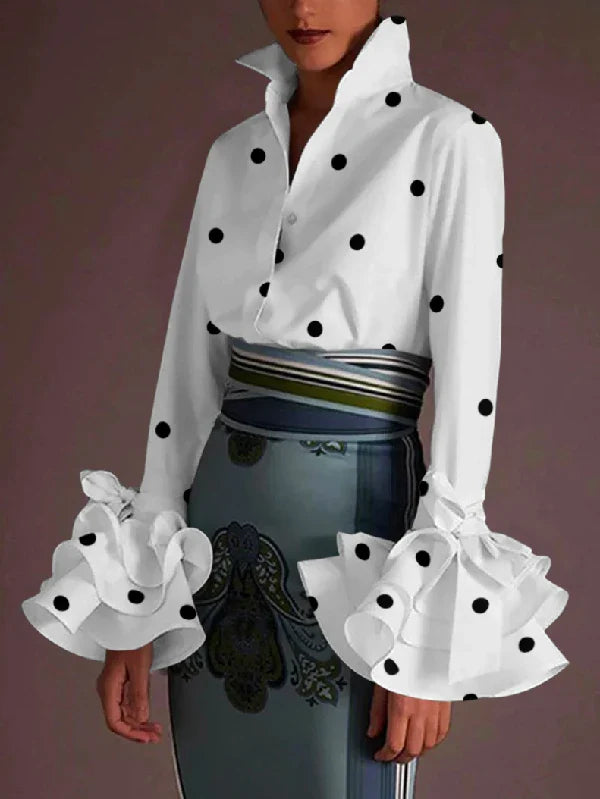 Elegant Women's Flared Sleeves Blouse Urban Printed for Woman