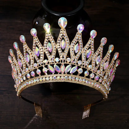 Baroque Large Crystal Crows Tiaras Diadem Comb For Bridal Wedding Party