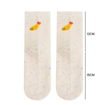 1/2pairs Cartoon Cat Fish Pattern Middle Tube Socks Soft Thermal Warm Crew Sock