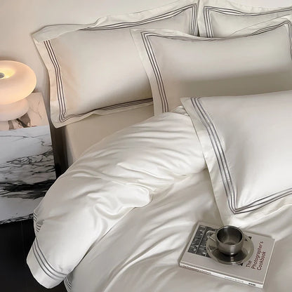 Luxury 1000TC Egyptian Cotton Solid Color Hotel Style Embroidery Bedding Duvet cover Set