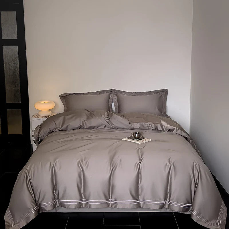 Luxury 1000TC Egyptian Cotton Solid Color Hotel Style Embroidery Bedding Duvet cover Set