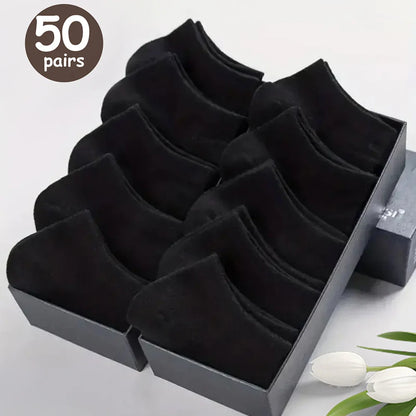 10/20/30/40/50 Pairs Of Breathable Deodorant Men's Low Cut Ankle Socks - Sweat Wicking And Comfortable Summer Wear
