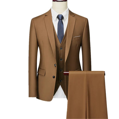 Men's 3 Piece Suit, Jacket Vest Trousers, Slim Fit Blazer Waistcoat Pants
