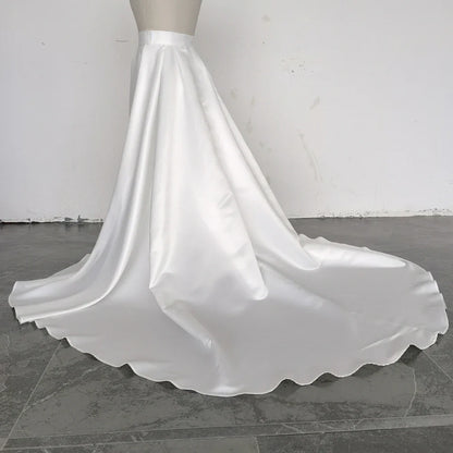 Satin Bridal Detachable Long Train Wedding Removable Skirt for Dresses
