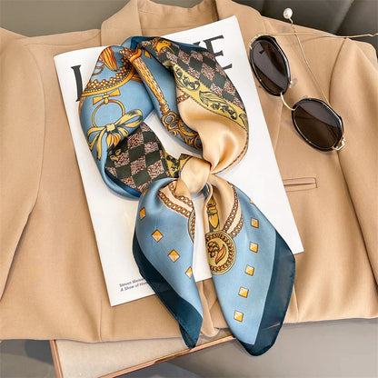 Print Luxury Pashmina Silk Scarf for Headband or Neck