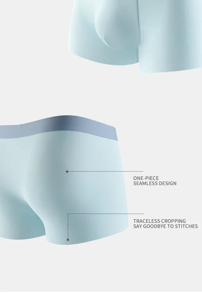3Pcs Ice Silk Seamless Men Underwear Boxer Shorts Trunk