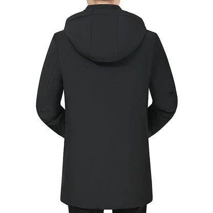 Men's Hooded Winter Parka Thick Cotton Jacket Windproof Warm Coat Zipper Closure Regular Fit Plus Size