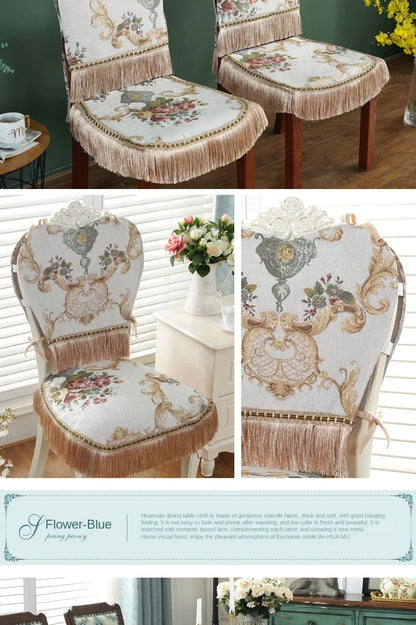 European Style Flower Tassel Tablecloth Thicken Chenille Rectangular Table Cover Round Dining Table Coffee Cloth Dust-proof