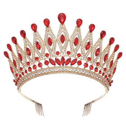 Baroque Large Crystal Crows Tiaras Diadem Comb For Bridal Wedding Party