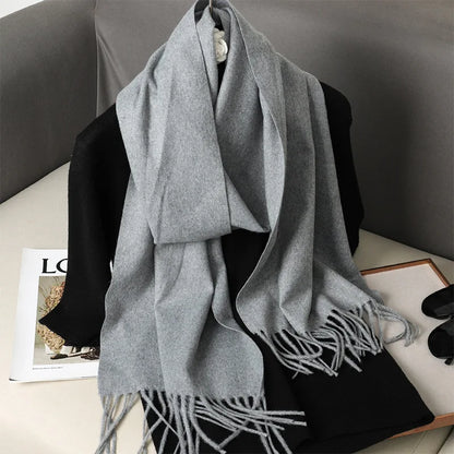 Color Solid Women Winter Scarf Warm Thicken Cashmere Shawl