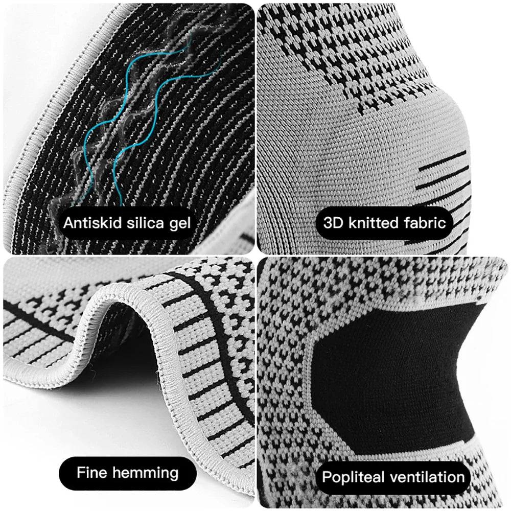 1/2 PC Knee Pads Strap Patella Medial Support Meniscus Silicone Compression Protection Sport Knee Braces Basketball Running Prot