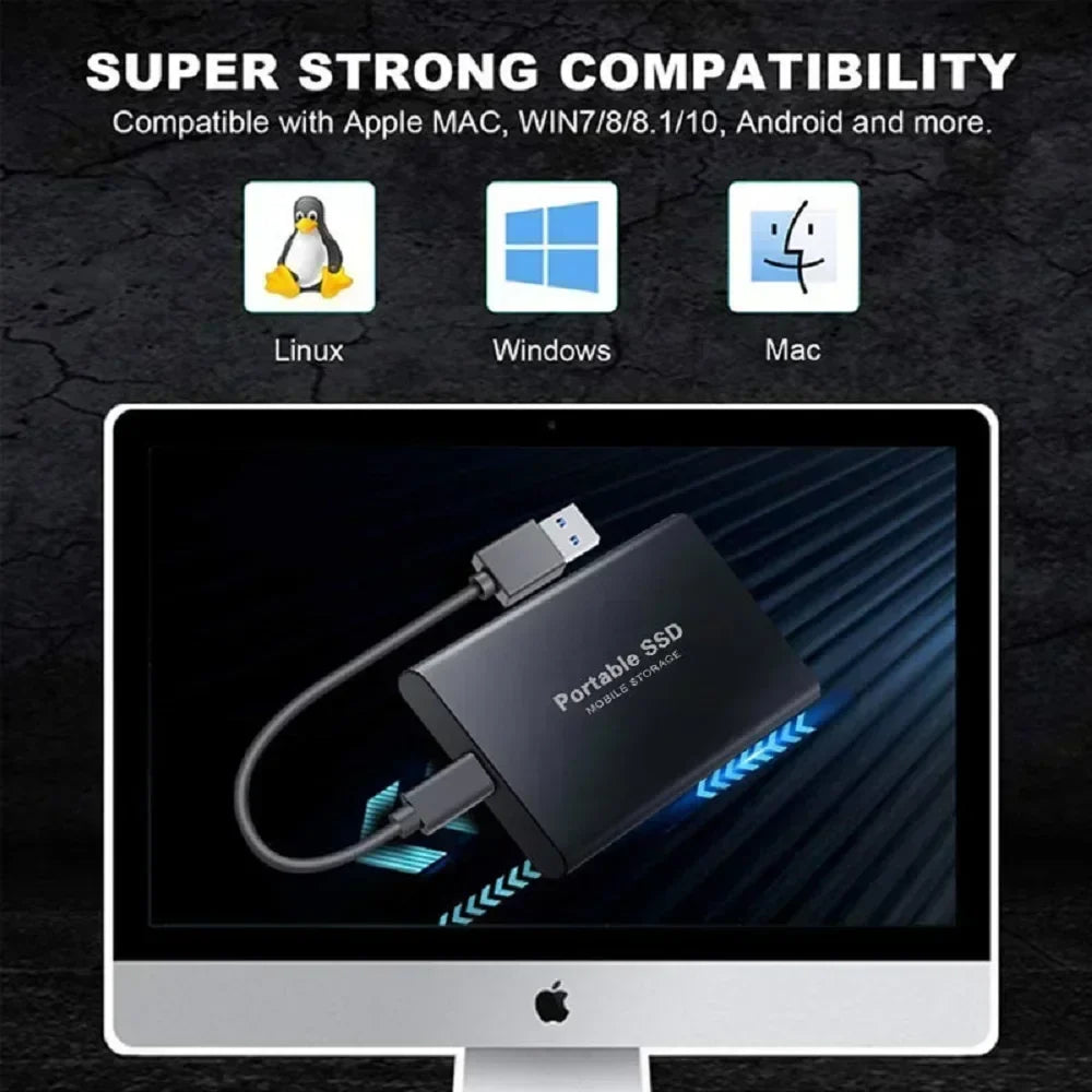 16TB Large Capacity External Hard Drive Quiet Operation Mobile Storage SSD USB3.2 Type-C High Speed Solid Stae Disk For PC MAC