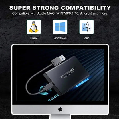 16TB Large Capacity External Hard Drive Quiet Operation Mobile Storage SSD USB3.2 Type-C High Speed Solid Stae Disk For PC MAC