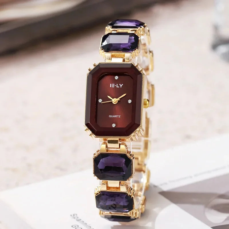 Women Watch Big Diamond Bracelet Strap Quartz