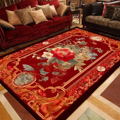 Luxury European Floral Carpets for Living Room Bedroom Carpet Home Floor Mat