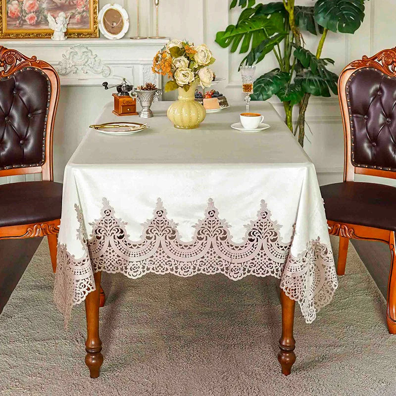EIFLOY-Italian Velvet Tablecloth Rectangle, Luxury Lace Table Cover, Soft Dining Table Cloth, European, Party Table Decoration