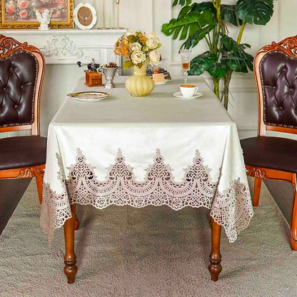 EIFLOY-Italian Velvet Tablecloth Rectangle, Luxury Lace Table Cover, Soft Dining Table Cloth, European, Party Table Decoration
