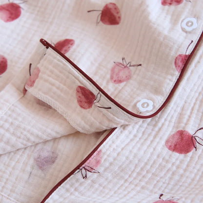 Summer pajamas short-sleeved shorts two-piece cotton crepe