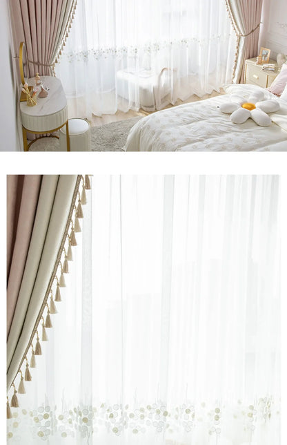 Pink Living Room Modern Bay Window Cloth Curtain Tulle Valance Drape C1139