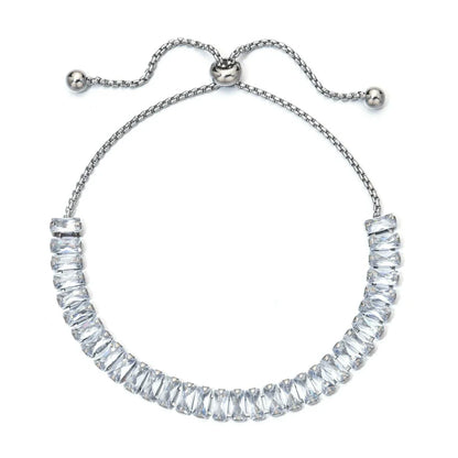 Women's Adjustable CZ Bracelet - Sparkling Zirconia Chain, Shines on Hypoallergenic Stainless Steel, Dazzling Everyday Jewelry