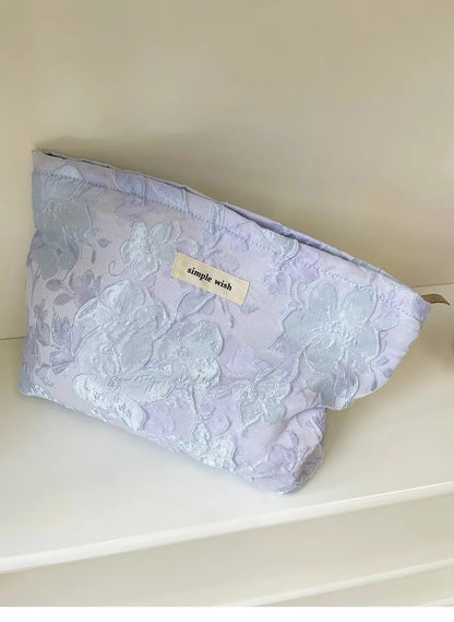 Fashion Floral Print Zipper Cosmetic Bag Travel Essentials Organizer Makeup Toiletry Pouch Portable Women's Makeup Bag