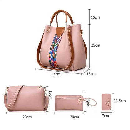 4 Pcs Luxury Handbag Large Capacity Women's Tote Shoulder, Wallet, Card Case Bag