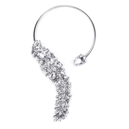 Baroque Open Choker Necklace Women Layered Crystal Tassel Large Collar Necklace Jewelry