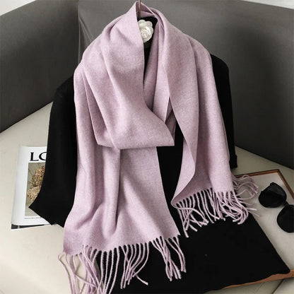 Color Solid Women Winter Scarf Warm Thicken Cashmere Shawl
