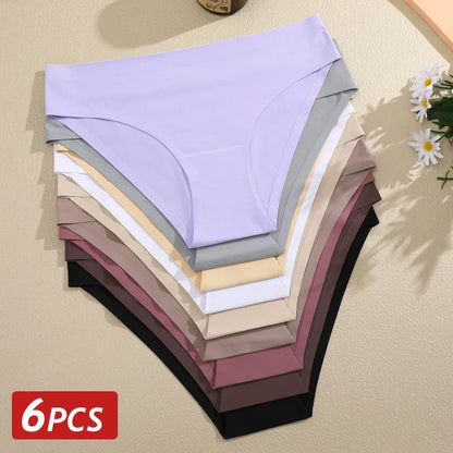 6PCS Women Seamless Panties Ice Silk Ultra Thin soft Low Rise