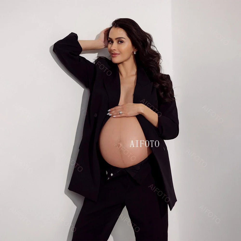 Maternity Photoshoot Suit Lace Up Long Sleeve Blazer