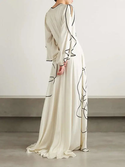 British Style Flower Printed Party Evening Dress