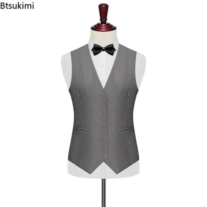 7XL 8XL Plus Size Slim Suit Vest Business Men's Dress Vest Fashion Solid Single Breasted V-neck Formal Waistcoats