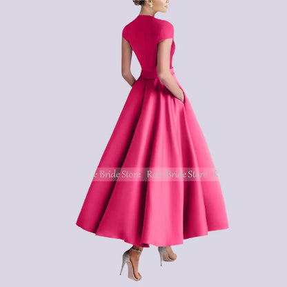 Elegant Women's Cocktail Party Satin Flower Handmade Gowns  A-line -Additional colors...