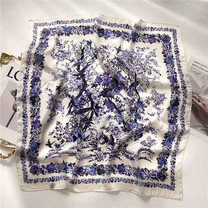 Print Luxury Pashmina Silk Scarf for Headband or Neck
