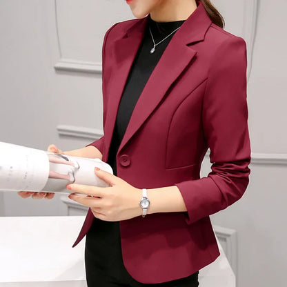 Ladies Blazer Pocket Jacket, Slim Fit Long-sleeved Korean Style