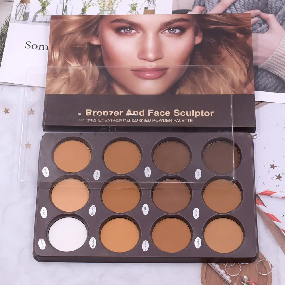 Face Makeup Women 3D Contouring Shadow Wheel Color Palette Bronze glazed Matte
