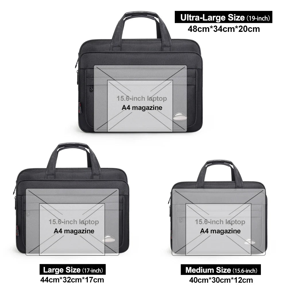 Large Capacity Business Briefcase in three sizes 15.6 inch, 17 inch & 19 inches