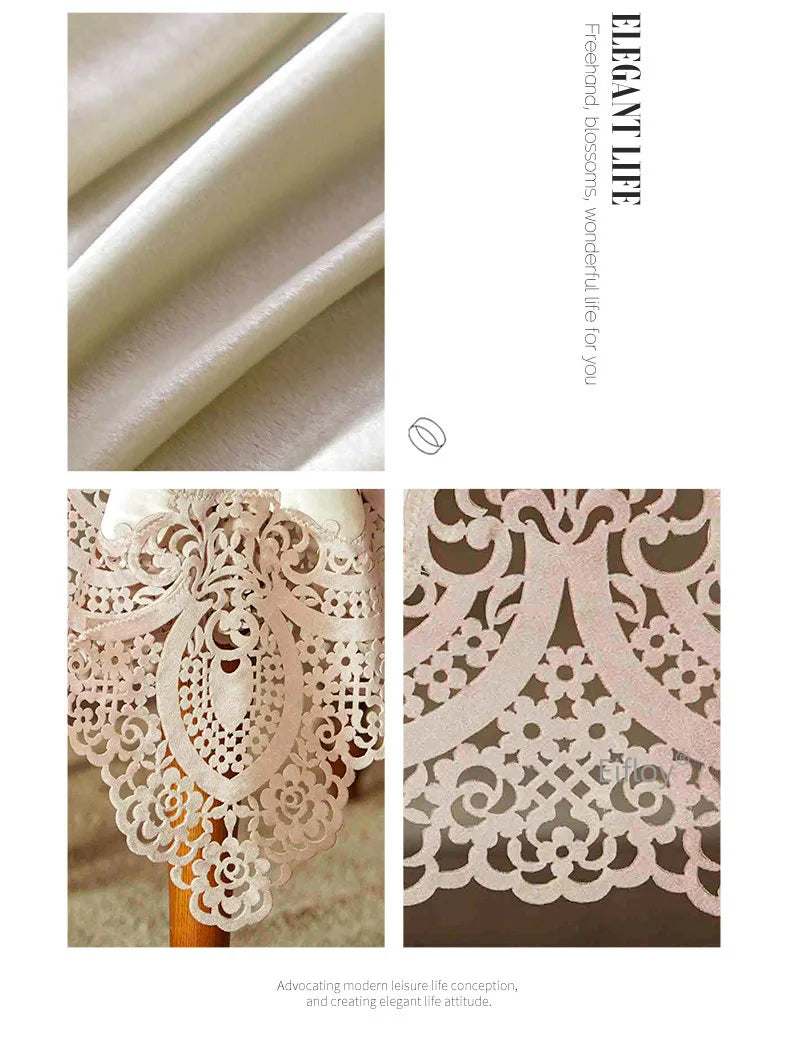 EIFLOY-Italian Velvet Tablecloth Rectangle, Luxury Lace Table Cover, Soft Dining Table Cloth, European, Party Table Decoration