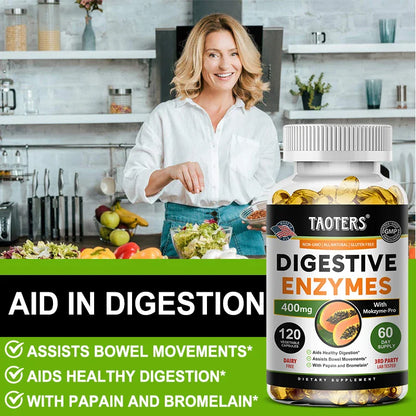 Digestive Enzymes Containing Papain and Bromelain Help Support Digestion,Improve Gut Health,Boost Metabolism,Improve Dull Skin