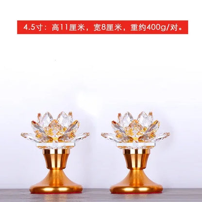 Colorful Glass Lotus Simulated Candlestick, Feng Shui Peace and Love
