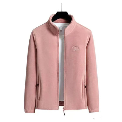 Women's Winter Sport Wool Liner Coat Loose-Fit Full Sleeve Polar Fleece Zipper
