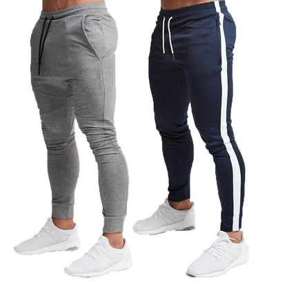 Men Style & Comfort Long Slim Fit Pants Elastic Waist Lace Up
