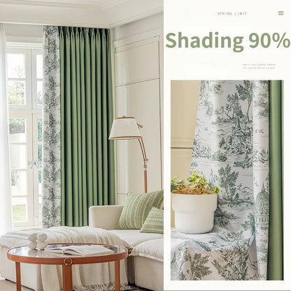 French Pastoral Style Blackout Curtains Light Luxury Bedroom Minimalist Living Room Bay Window Drapes 100% Polyester Home Balcony
