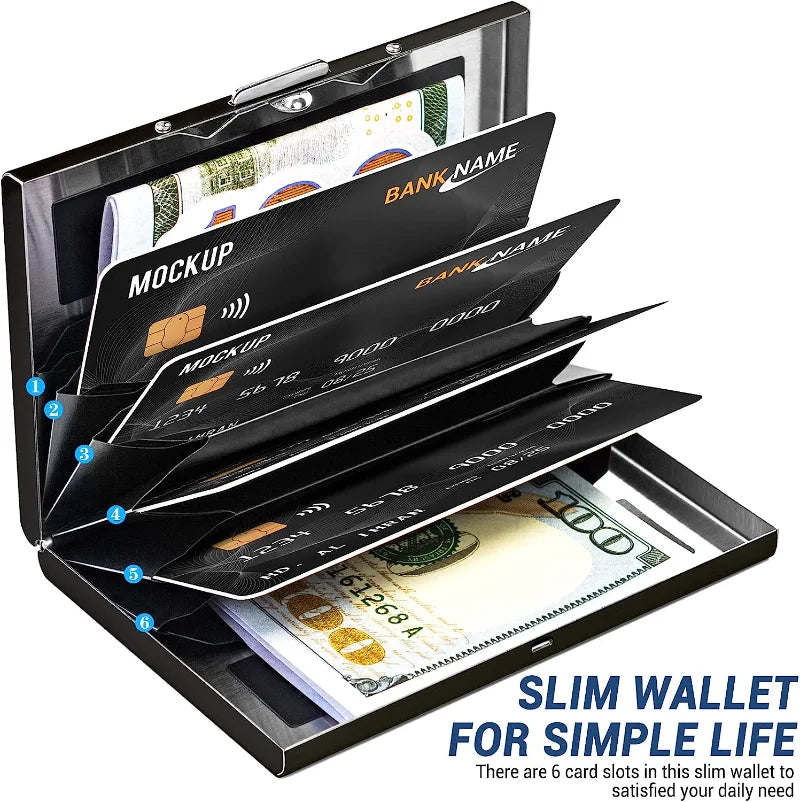 Large Capacity Anti-Scan RFID Wallet, Slim Blocking Card Protection