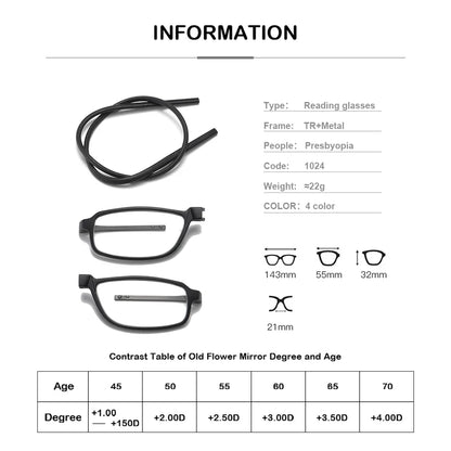 DML Ultralight Reading Men Women Glasses Hanging Stretch Anti-fatigue Presbyopia Unisex Glasses Diopter +1.5+3.5