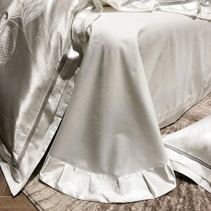 Soft Satin Jacquard Cotton Bedding Set, Luxury Duvet Cover, Blue, Gold, Gray, Queen, King Bed Sheet, Pillowcases, Home Textiles